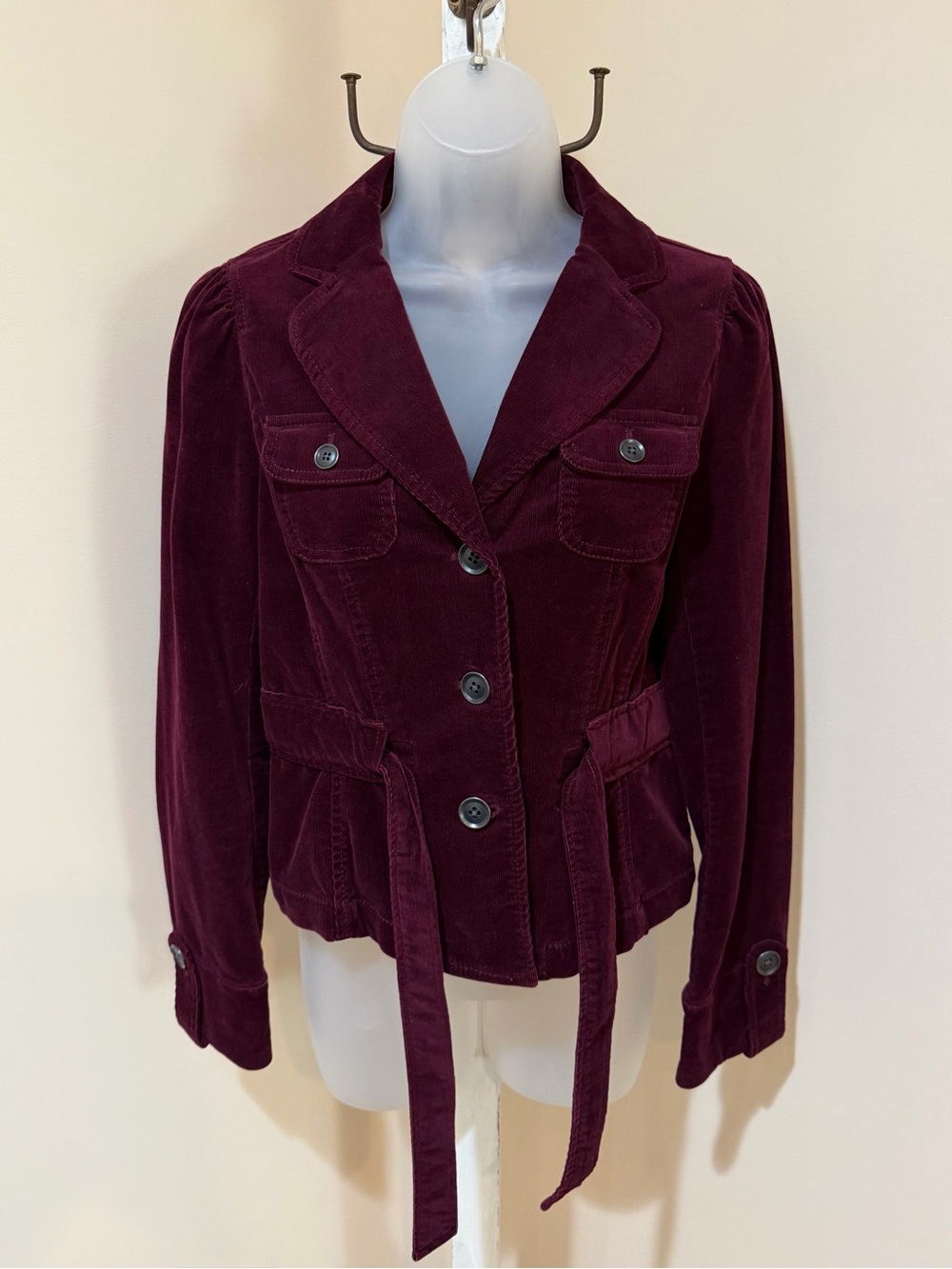 Beautiful Ann Taylor Loft Belted Corduroy Blazer Jacket Layering Top Size 0